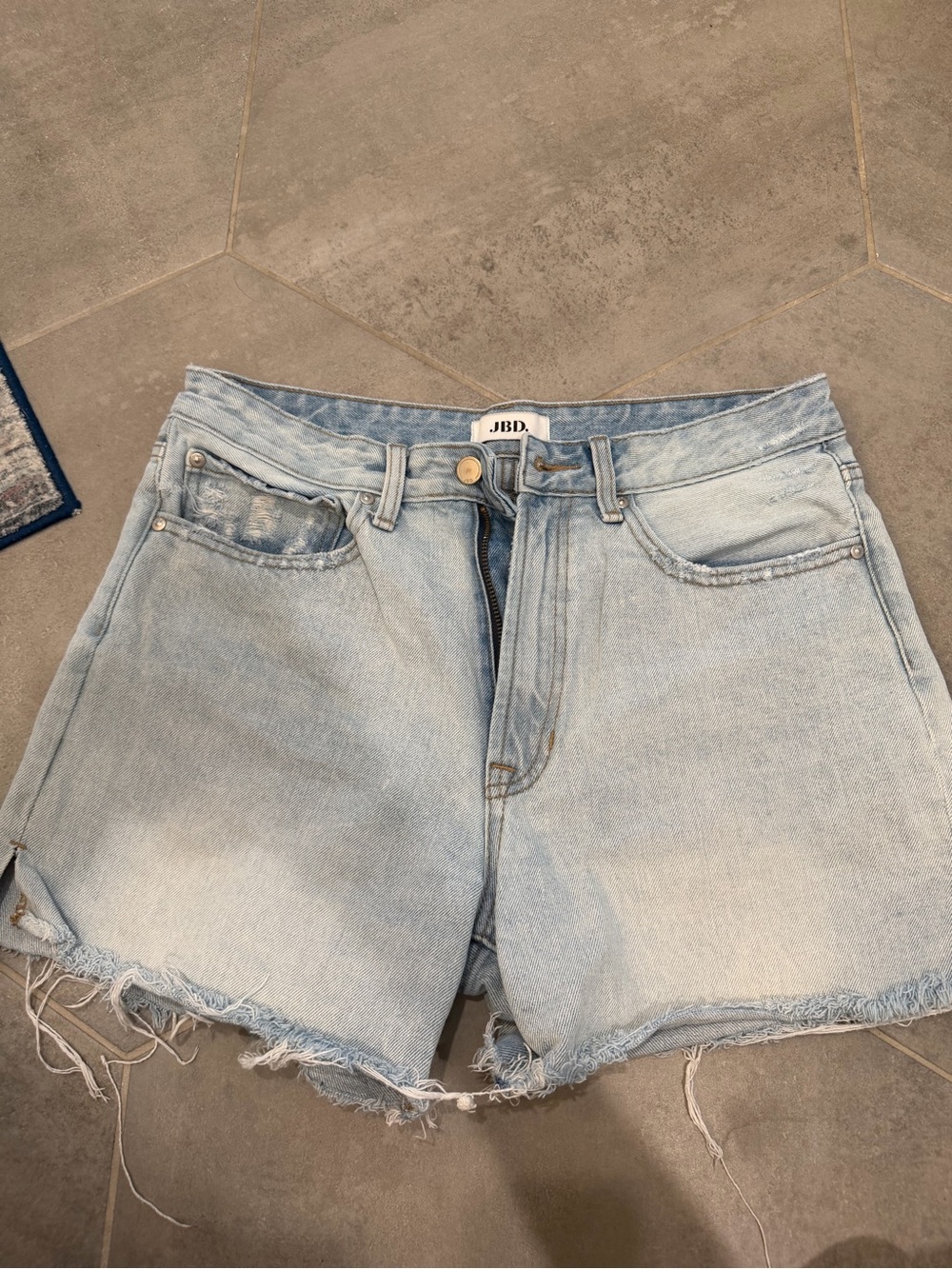 Just Black Light Wash Frayed Hem Denim Shorts